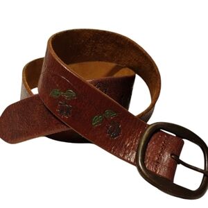 Lucky Brand Brown Leather Belt with Floral Design